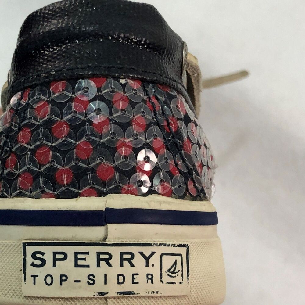 Sperry Shoes Women' Size 8M Red & Navy Sequins Top-Sider Boat Shoes  D12-CH171 - Picture 10 of 10
